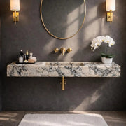 Wall Mounted Calacatta Viola Marble Sink, Handmade Stone Basin