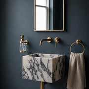 Calacatta Viola Marble Sink, Handmade Luxury Wall Mounted Bathroom Basin, Custom Size