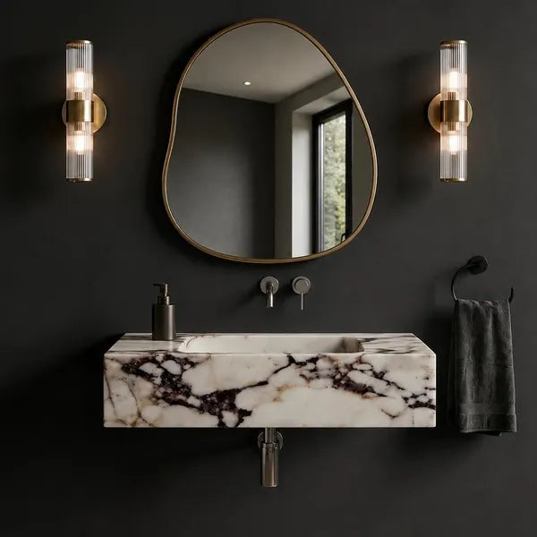 Wall Mounted Calacatta Marble Sink – Luxury Bathroom Basin – Custom Size
