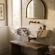 Wall Mounted Calacatta Viola Marble Sink, Luxury Floating Basin